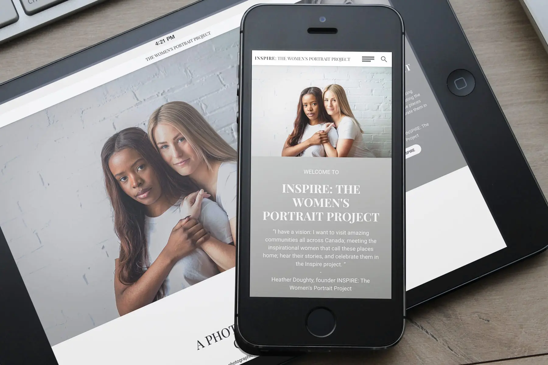 Website screenshot for Inspire project homepage
