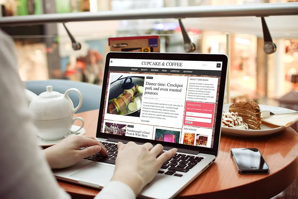 Website screenshot for Cupcake and Coffee project